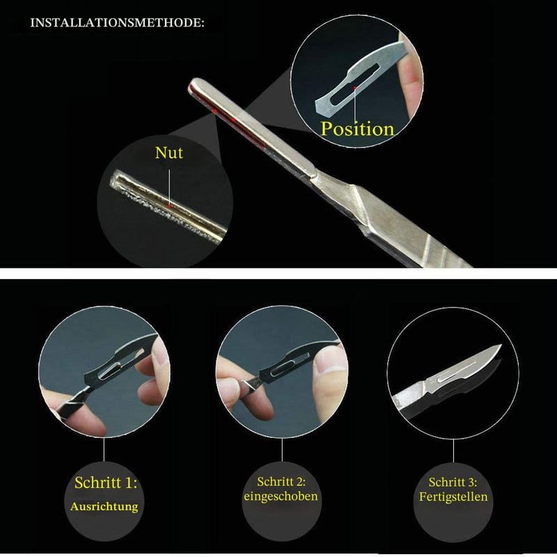 CLABMROEC Sterile Disposable Scalpel Blades No.10 with Scalpel Handle, Suitable for Cutting, Pedicure, Craft, Modeling, Cutting Materials and Leather