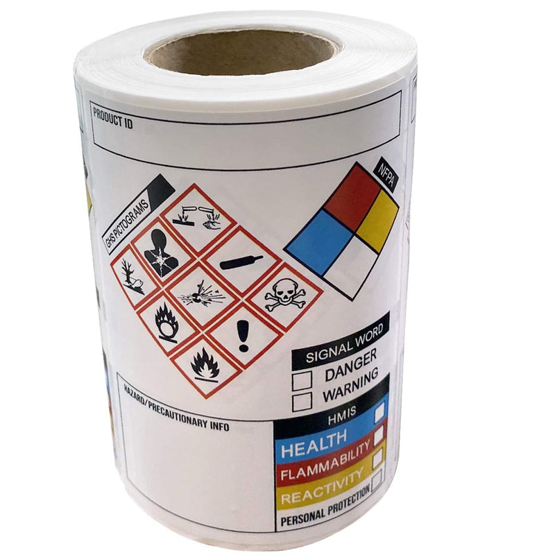 GHS Labels, SDS OSHA Labels for Chemical Safety Data, 3 x 4 Inch Roll of 260 MSDS Stickers with GHS