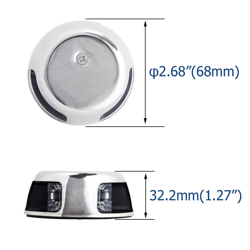 Young Marine Deck Mount, Stainless Steel, Bi-Color Bow Light Red and Green LED for Boat Pontoon Yacht Skeeter