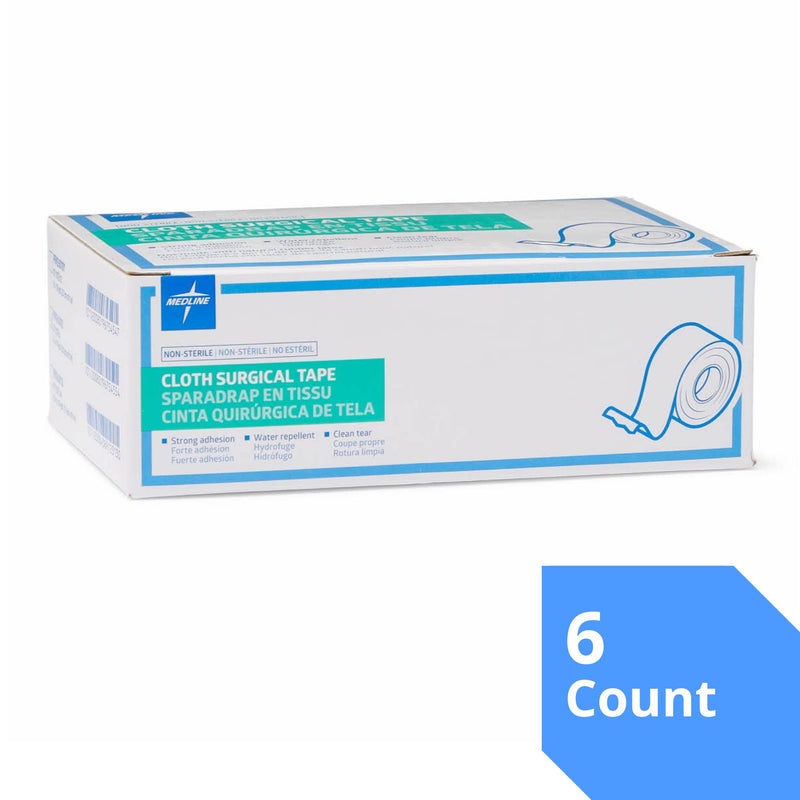 [Australia - AusPower] - Medline Essentials Silk-Like Cloth Surgical Tape, 2 Inch x 10 Yards per Roll, Box Of 6 Rolls 2" x 10 yd (Pack of 6) 