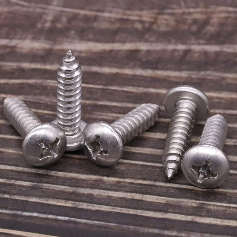 [Australia - AusPower] - #6 x 1/2" Pan Head Sheet Metal Screw, 304 Stainless Steel 18-8, Phillips Drive Self Tapping Screw, Round Head Wood Screw, Bright Finish, Full Thread, Pack of 100 #6 x 1/2" 