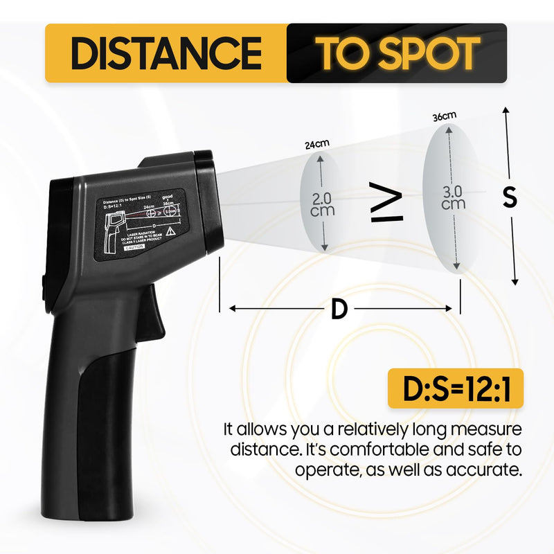 [Australia - AusPower] - Seentech DT8380BH Industrial Infrared Thermometer - Non-Contact Temperature Tester for Kitchen & Industrial Use, -50°C to 380°C Range, High Precision with Laser Targeting (DT8550DH) DT8550DH 