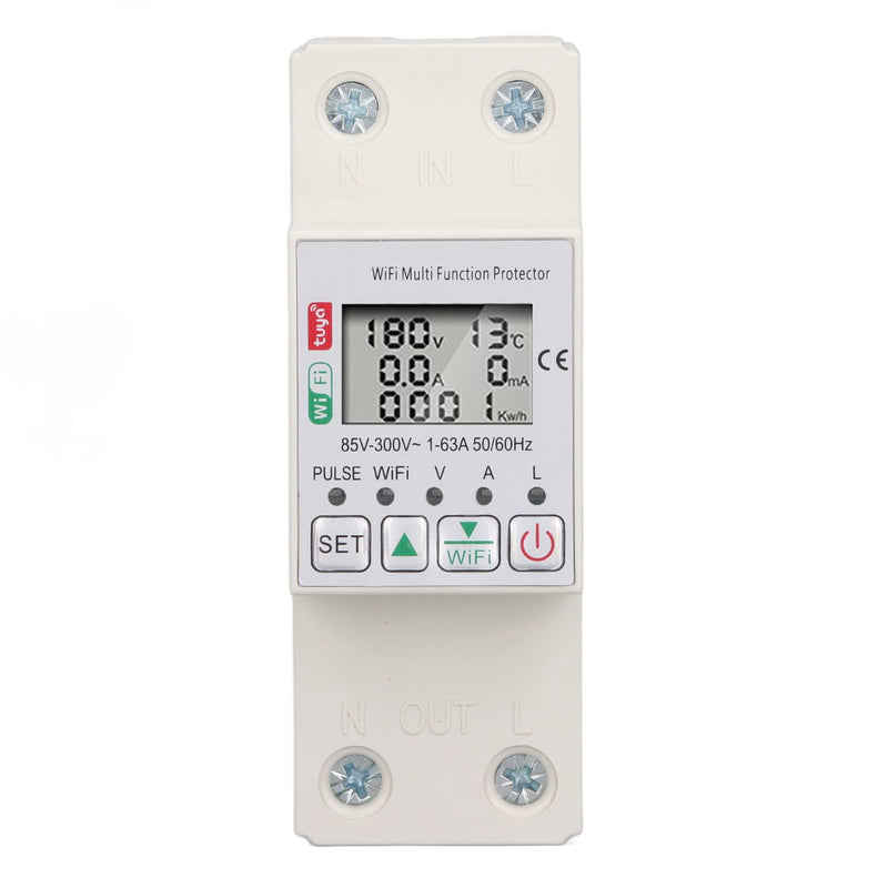 [Australia - AusPower] - Yosoo Health Gear Smart Power Meter Switch WiFi Voltage Current Meter, LCD Display WiFi Smart Power Meter Switch for Tuya Energy Circuit Breaker Multi Function Protector with Metering AC85-300V 63A 