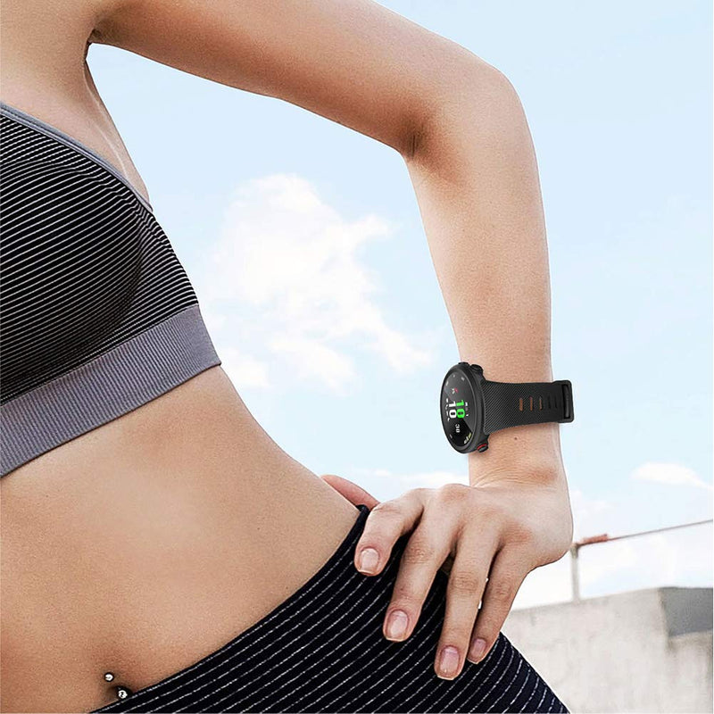 [Australia - AusPower] - Watbro Compatible with Garmin Forerunner 45S band, Soft Silicone Sport Replacement Watch Band, Fitness Strap Bracelet Wristband for Garmin Forerunner 45S Smartwatch Black 
