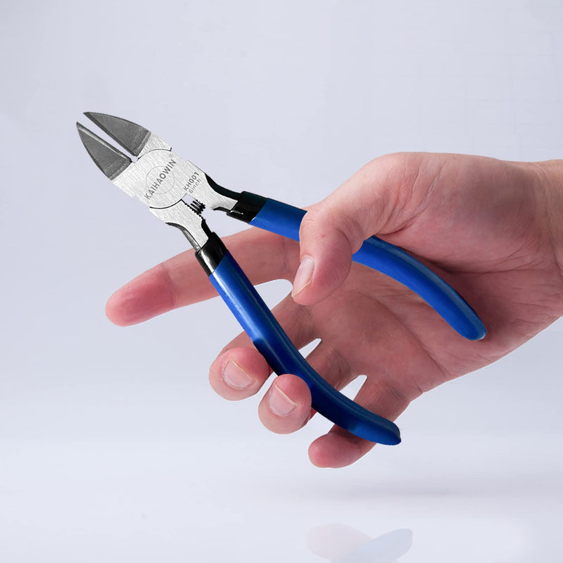 [Australia - AusPower] - Wire Cutters 5", 5 Pack KAIHAOWIN Precision Flush Cutters Ultra Sharp Wire Cutters for Crafting Side Cutters Wire Snips Spring Loaded Dikes Wire Cutter for Jewelry Making, Blue with Black Handle 