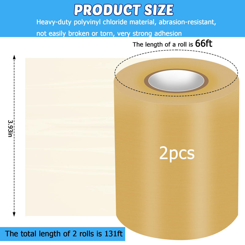 2 Rolls 3.93inch x 66FT Wrestling Mat Tape Clear Gym Floor Tape, PVC Seam Cover Tape for Heavy Duty Wrestling Grappling Exercise Mats