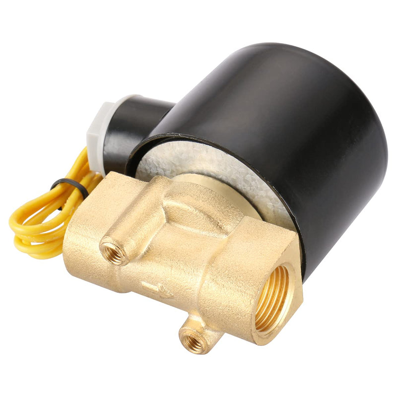 Baomain 3/8 inch Brass Electric Solenoid Valve, DC 12V Normally Open, Direct Acting Pneumatic Valves for Water Air 2w-040-10K 3/8 inch 12VDC