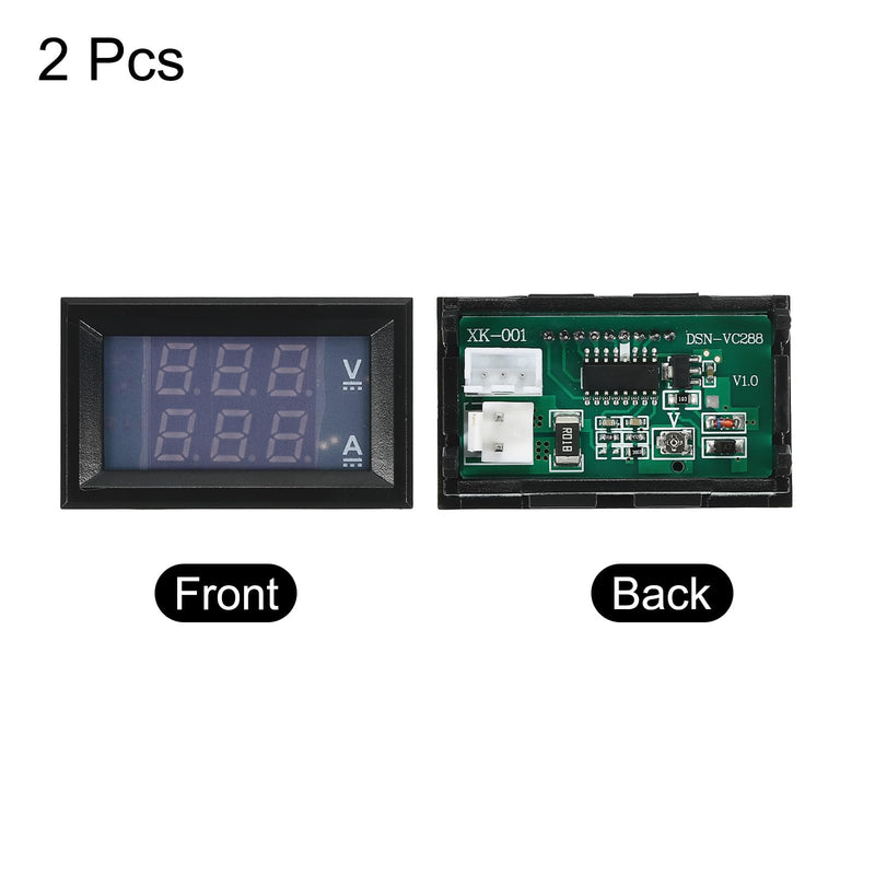 [Australia - AusPower] - MECCANIXITY Digital Voltmeter Ammeter Volt Ampere Meter DC 100V 10A 3 Bits Red Blue Dual LED Display Panel Voltage Current Tester for Electrical Products 2Pcs 