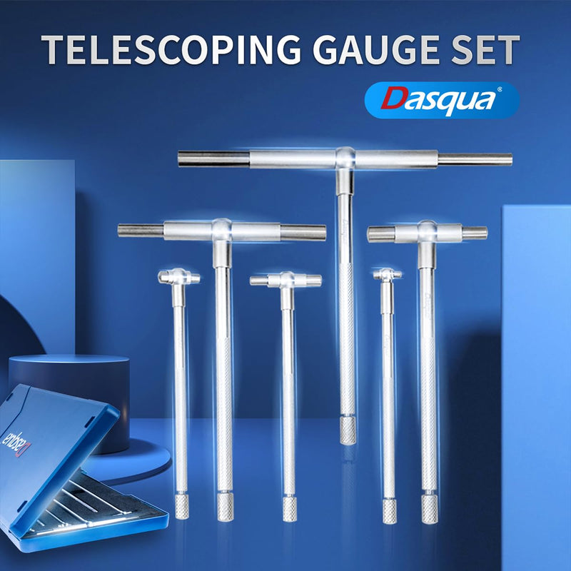 [Australia - AusPower] - Dasqua 5911-0002 8-100Mm / 5/16-6" Telescoping Gage Set 6 Pc. Set - Satin Chrome Standard up to 5.35" 