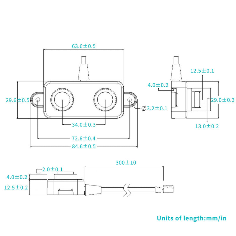 [Australia - AusPower] - Ultrasonic Distance Sensor, UART Controlled Range Detector 3 to 450cm Low Power Design Ranging Sensor, IP67 Design DC 3.3V to 5V Ultrasonic Range Detector for Robot 