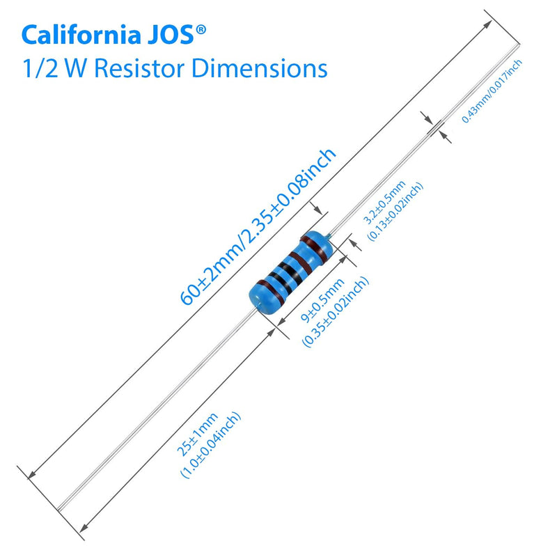 [Australia - AusPower] - 40 PCS 10K Ohm Metal Film Single Fixed Resistor 1/2 W (0.5 Watts) 1% Tolerance, (10K R, 10K ohm, 10K Ω) Resistor 40 