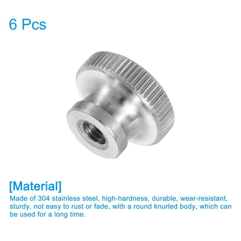 [Australia - AusPower] - uxcell Knurled Thumb Nuts, 6Pcs M5 x D16mm x H10mm Stainless Steel Round Knobs Fasteners Blind Hole Hand Screw Nut Silver for 3D Printer Parts, Machine Tools 6 