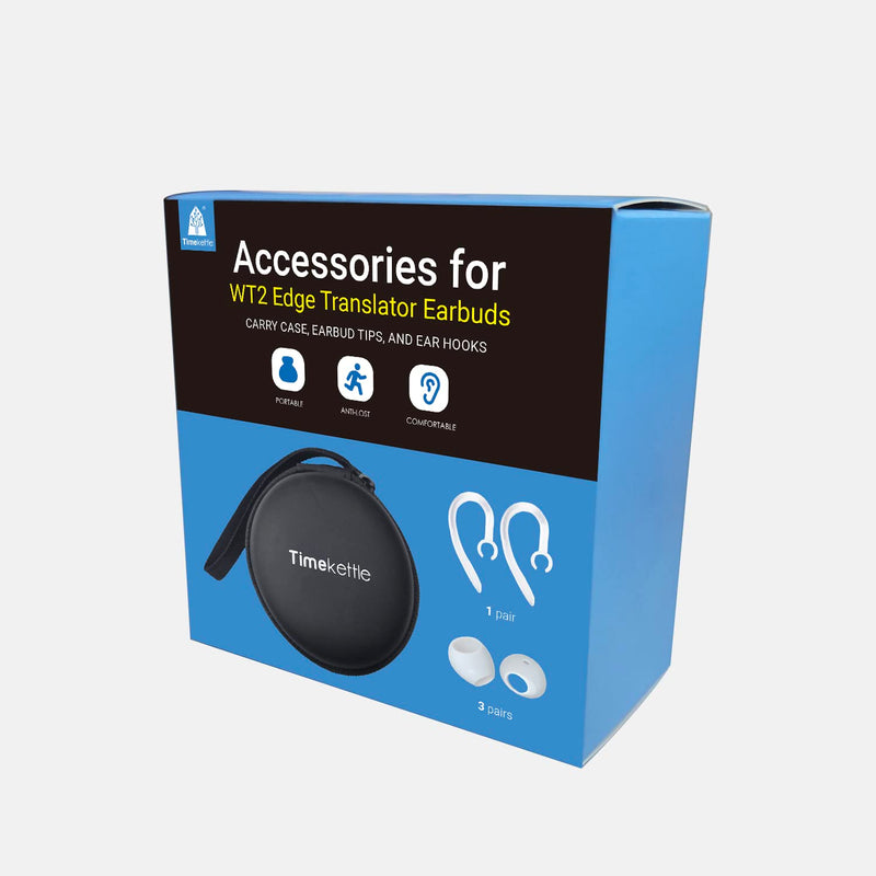 [Australia - AusPower] - Timekettle Accessories for WT2 Edge/W3 Translator Earbuds, Including 1 Pair of Silicone Ear Hooks, 3 Pairs of Earmuffs, and 1 Carry Bag 