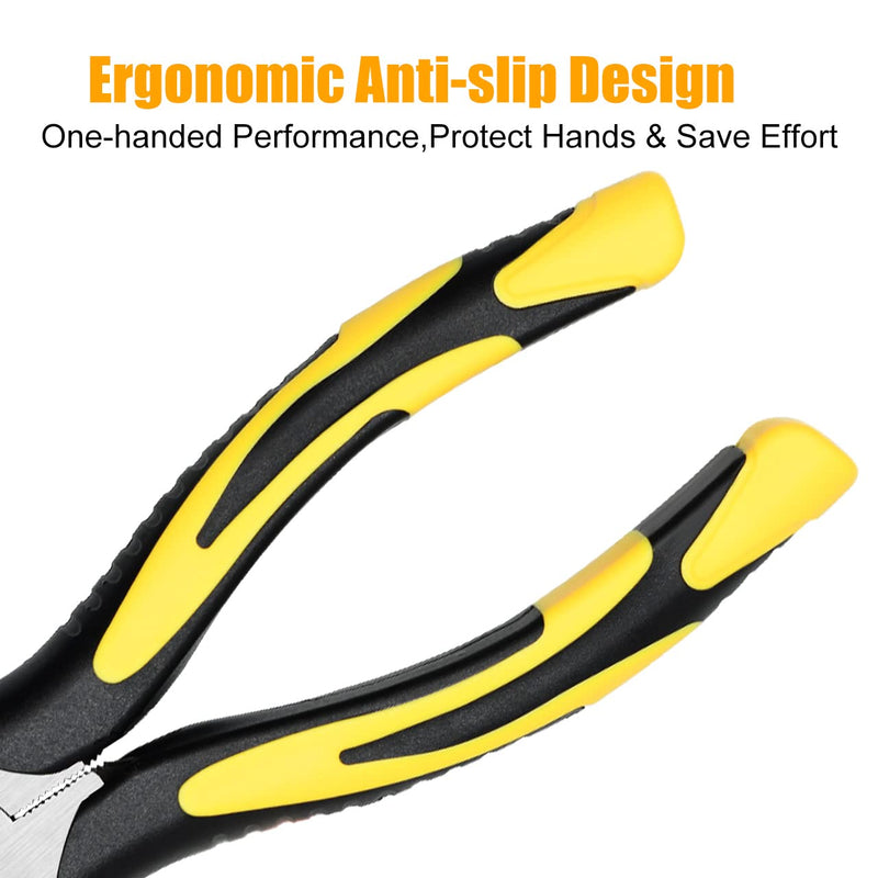 [Australia - AusPower] - Premium VISE-GRIP Long Needle Nose Pliers- 8” & 6‘’, Paper Clamp Precision, High Carbon Steel, Soft Grip with Wire Cutter, Long Nose Cutting Pliers for Home, Fishing, Jewelry, Crafts,2pcs 
