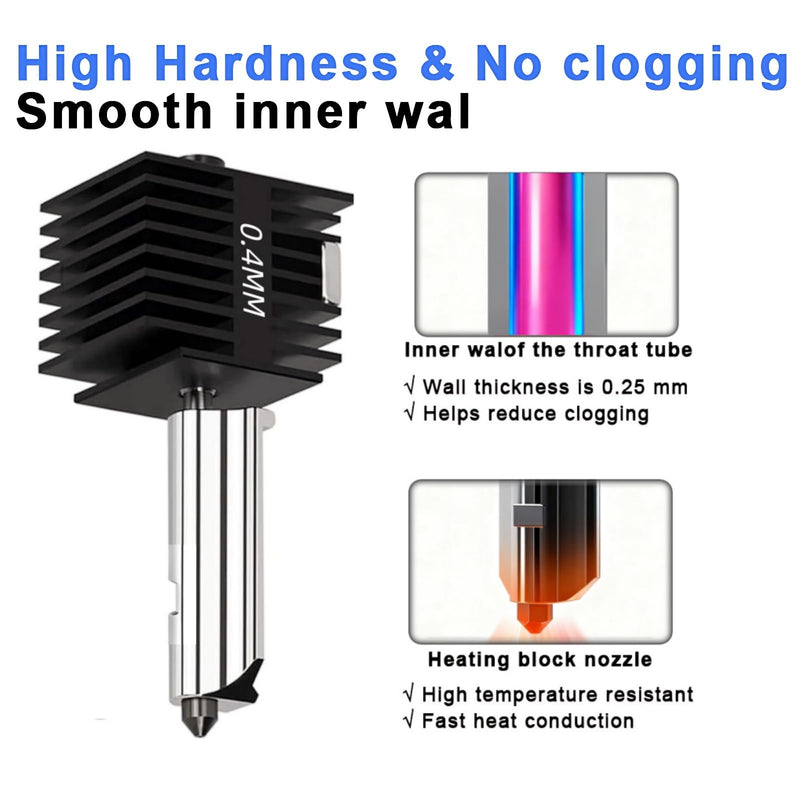 4 Pack 0.2MM 0.4MM 0.6MM 0.8MM A1/A1 Mini Hotend Kit for Bambu Lab 3D Printer - 0.2/0.4mm Hardened Steel Replacement Nozzle High-Temperature Extruder Print Head for Bambu Lab 3D Printer Accessories 1