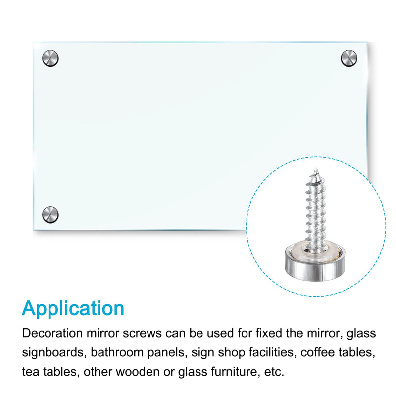 [Australia - AusPower] - Mirror Screws (12mm/0.47") 8Pcs, Brass Decorative Cover Cap Nail - for Sign Advertising Hardware, Construction, Silver Tone 12mm 