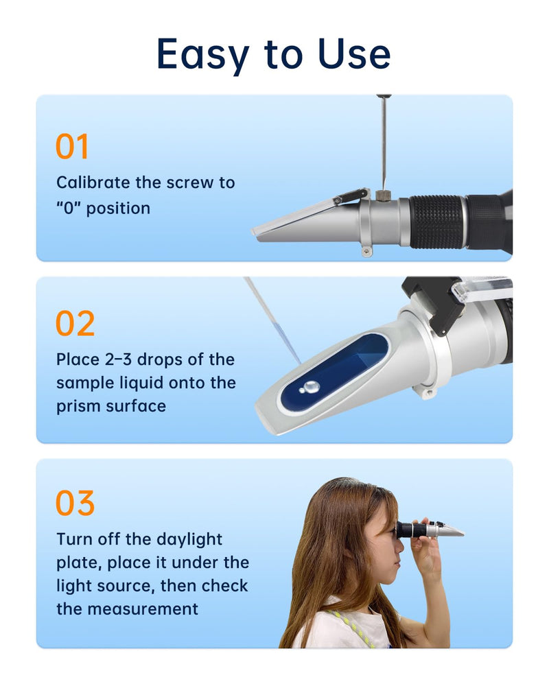 LOHAND Honey Refractometer for Honey Moisture, Scale Range: 0-90% Brix Refractometer, Precision Measuring Sugar Content for Maple Syrup/Wine/Fruit/Drink, Automatic Temperature Compensation 0-90%Brix