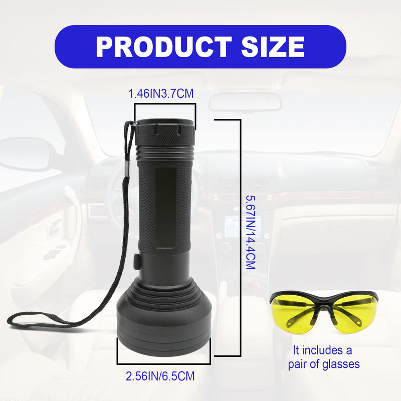 AC UV Oil Dye Leak Detection Kit Includes Pro 68 LED Flashlight with UV Protective Glasses, Auto Air Conditioner Leak Detector Tool Flashlight Car Oil AC Dye Leak Test Pro Detection Kit