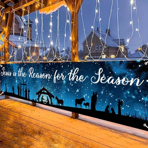 HOMETITUTE Jesus Is the Reason Banner Season Decor 118 x 19.68 Inch Three Kings Day Banner#003