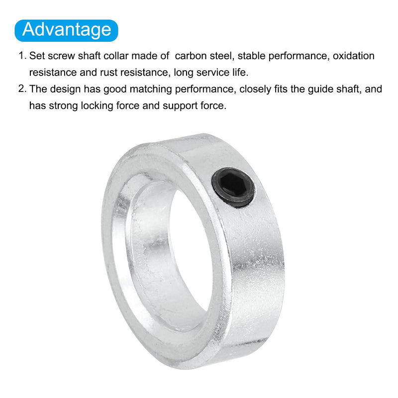 MECCANIXITY Shaft Collar 0.7 Inch Bore Zinc Plated Carbon Steel Set Screw Style Clamping Collars Silver 1 Pcs