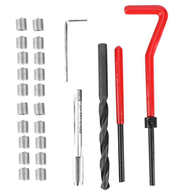 [Australia - AusPower] - 25Pcs Stainless Steel M7x1 Thread Repair Kit Stainless Steel Twisted Drill Wrench Threaded Insert Tap Insertion Tool M7x1 