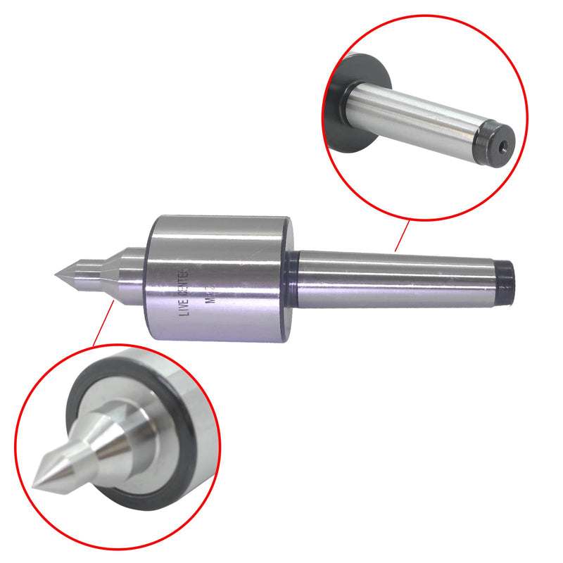 [Australia - AusPower] - MT2 Live Center Medium Duty Long Nose 60° Triple Bearing Accuracy 0.000197" Morse Taper 2MT Lathe CNC Tool for Lathe Tailstock Machine MT2 