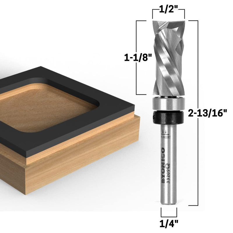 [Australia - AusPower] - YONICO 33209q Top Bearing Ultra-Performance Compression Flush Trim Router Bit 1/4-Inch Shank Top Bearing - 1/2" W X 1-1/8" H 1/4" Shank 