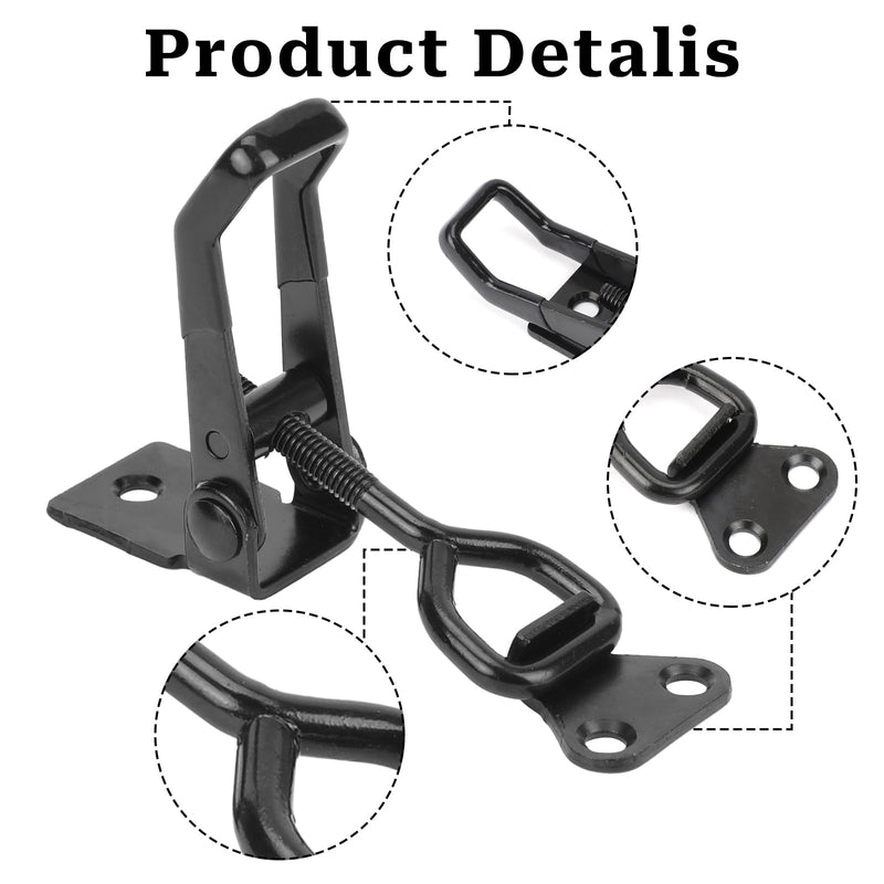 [Australia - AusPower] - 2 PCS Black Toggle Latch Clamp 300lbs Heavy Duty Adjustable Toggle Clamp Pull Latch, Quick Release Smoker Door Latch Metal Toggle Clamps for Box, Gate, Cabinet, Case 