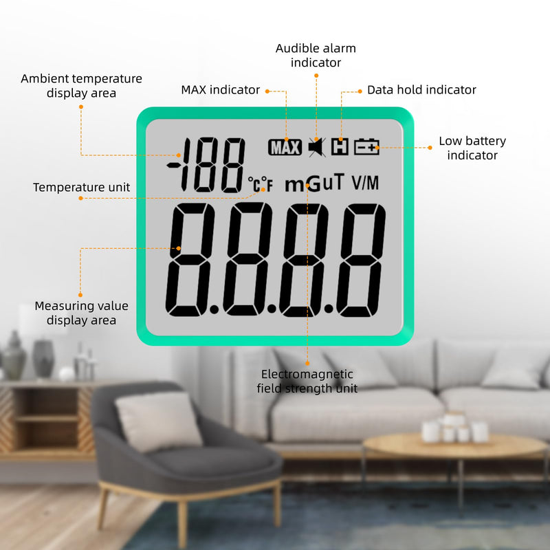 [Australia - AusPower] - EMF Meter, EMF Detector, EMF Tester Digital LCD, Electromagnetic Radiation Detector for Outdoor, Home, Office, Ghost Hunting, Audible Alert, Indicator Lights 