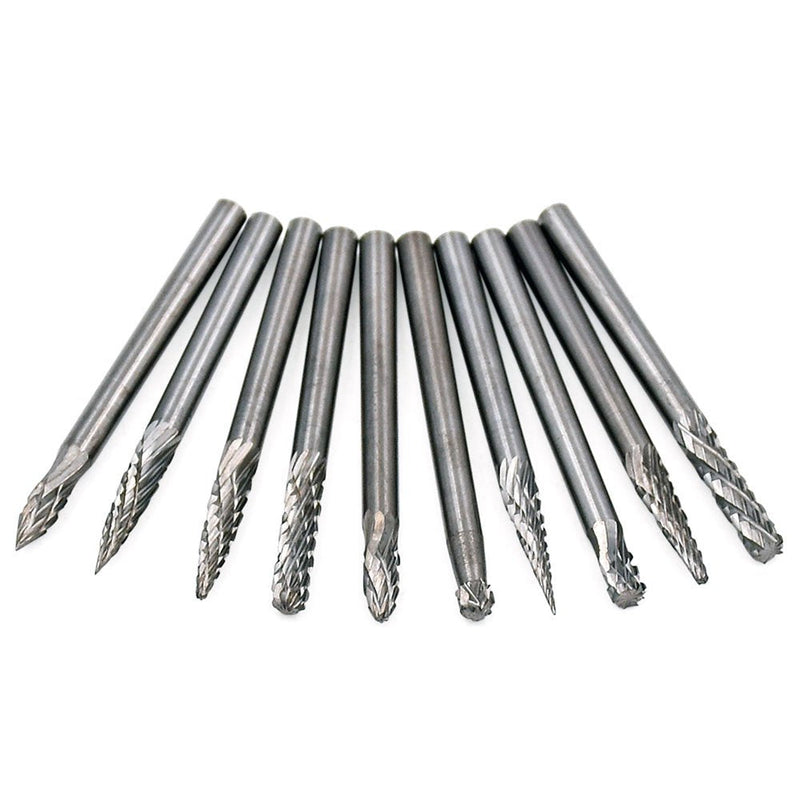 Yakamoz 20 Pieces Tungsten Carbide Double Cut Rotary Burr Set with 3 mm (1/8 Inch) Shank and 3 mm (1/8 Inch) Head Size 20pcs 3x3