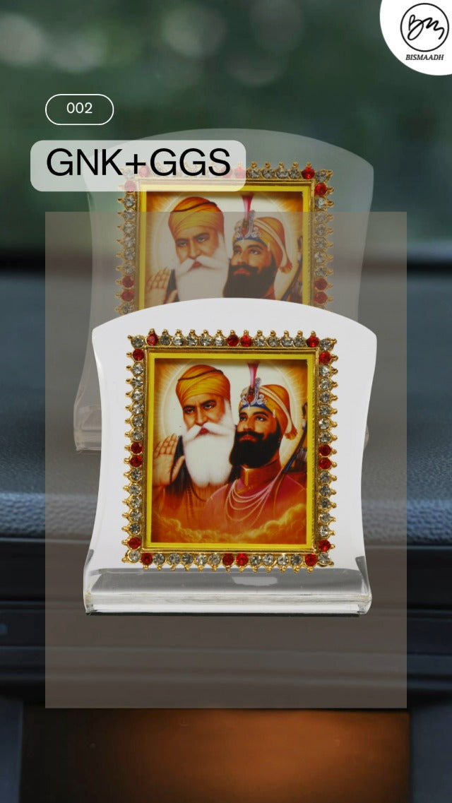 BISMAADH Religious Idol Acrylic Showpiece Figurine for Car Dashboard, Home & Office Décor (Guru Nanak Dev Ji & Guru Govind Singh Ji) Guru Nanak Dev Ji, Guru Gobind Singh Ji
