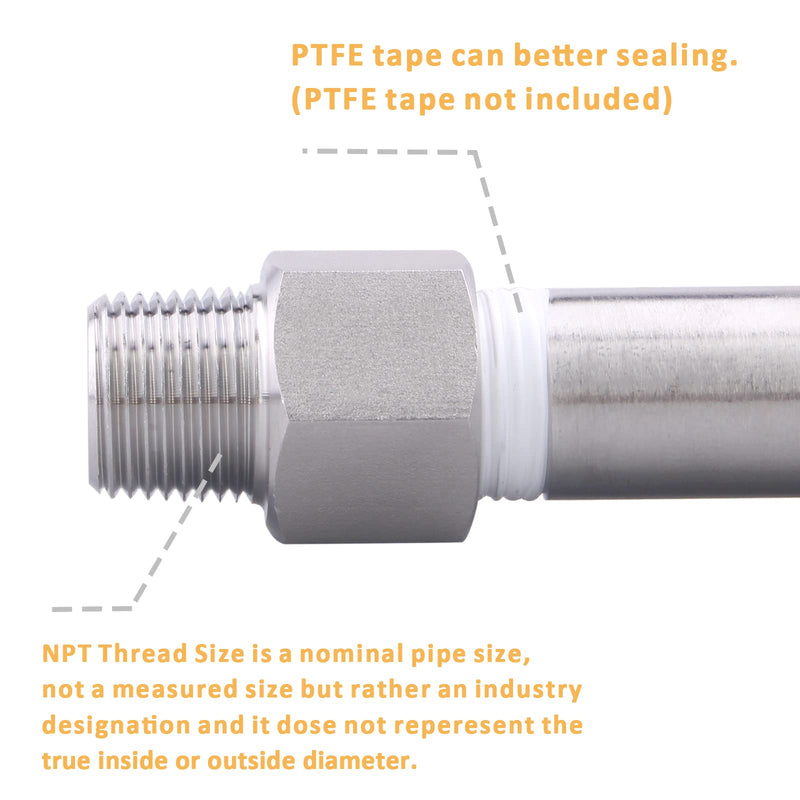 [Australia - AusPower] - Forged Reducer Adapter Fitting - Stainless Steel 304 Reducing Pipe Connector, 3/4" NPT Female x 3/8" NPT Male (pack of 2) 3/4" FNPT x 3/8" MNPT(NPT size not actual diameter Pack of 2 