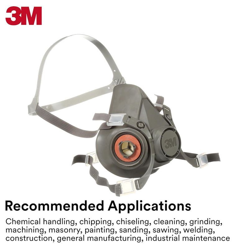 3M 6300 Large Face Piece For 6000 Series, Black/Grey