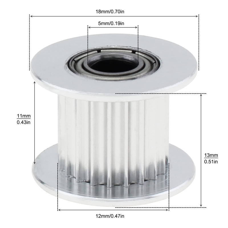 [Australia - AusPower] - GT2 Timing Belt Idler Pulley 20 Teeth 5mm Bore 10mm Width Timing Belt Idler Pulley Wheel for 3D Printer 10mm Belt 20 Teeth Bore 5mm 