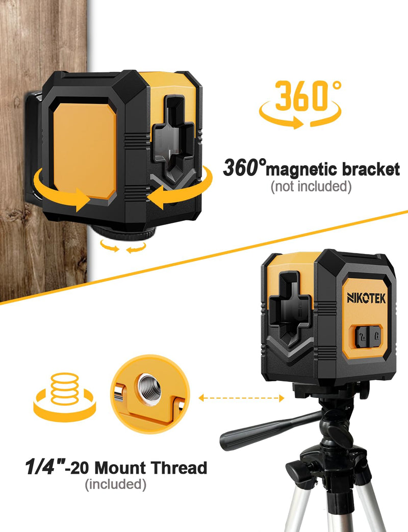 [Australia - AusPower] - Laser Level with Tripod, Self-Leveling Green Beam Horizontal and Vertical Cross-Line Laser for Home Decoration Carrying Pouch, Battery Included NK01GT With Tripod 