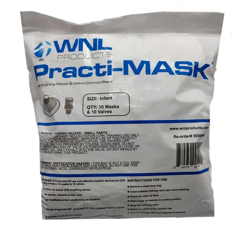[Australia - AusPower] - WNL Products 5000IMV Infant CPR Practi-MASK & Valve Combo Pack, 10 CPR Training Masks, and 10 Training Valves (10 Pack) 