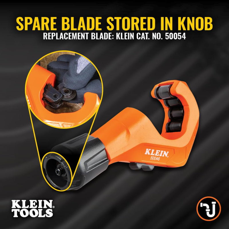 [Australia - AusPower] - Klein Tools 50046 Constant Swing Tubing Cutter for Copper and Aluminum, 1/8 to 1 3/8-Inch O.D. with Deburring Tool and Replacement Blade 