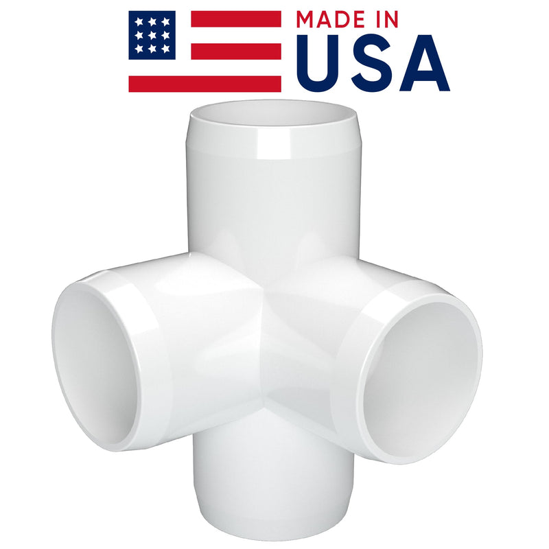 [Australia - AusPower] - FORMUFIT 1/2" 4-Way Tee Furniture Grade PVC Fitting in White, Made in USA, UV-Resistant, Impact-Proof, 0.840" Actual Socket Diameter, (10-Pack) - F0124WT-WH-10 