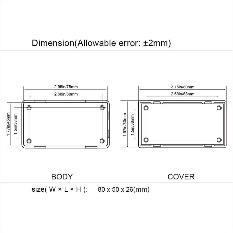 [Australia - AusPower] - LeMotech 5 Pieces Plastic Project Box ES Junction Case for Electronic Project, Black 3.15 x 1.97 x 1.02 inch (80 x 50x 26 mm) 3.15" x 1.97" x 1.02"(5pc) 