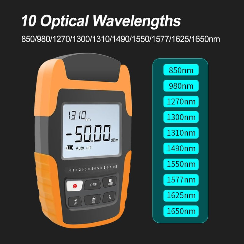 [Australia - AusPower] - Mini Optical Power Meter,Portable Fiber Optical Power Meter with Universal FC/SC/ST Interface and LED/VFL/RJ45 Sequence Function, 850/980/1270/1300/1310/1490/1550/1577/1625/1650 nm OPM530-05 