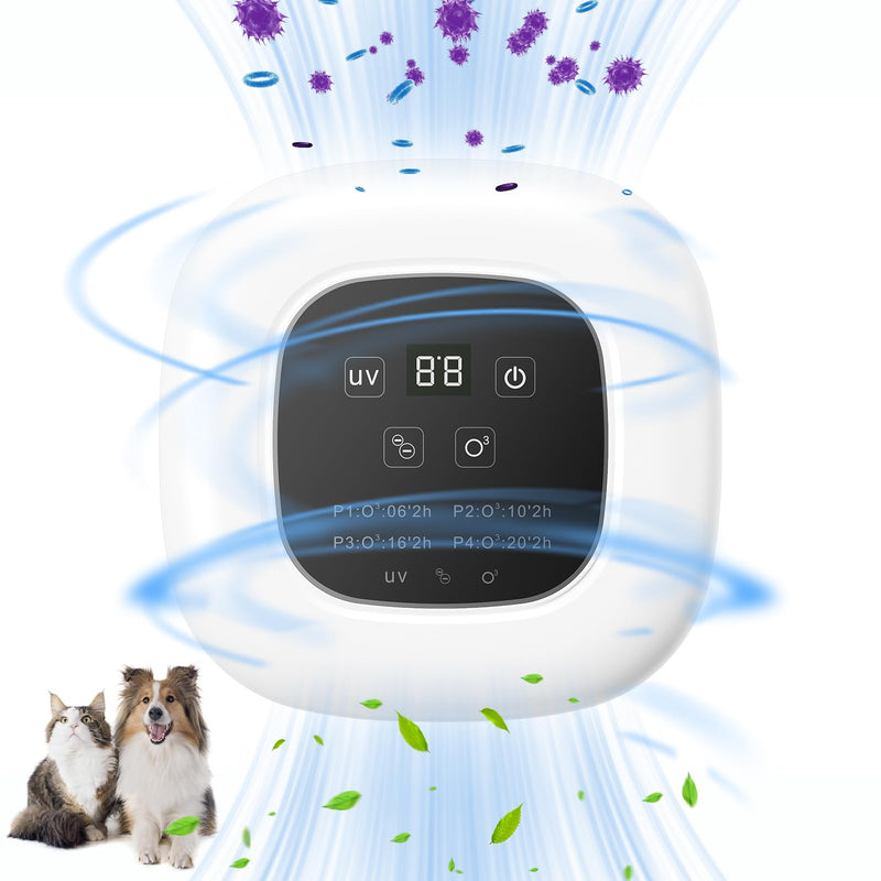 [Australia - AusPower] - Air Purifier Ozone & Negative Ion 99% Odor Eliminator for Pet,Cat Litter Deodorizer,Dog Poop Odor Removal | Plug-In Air Ionizer Ozone Generator Air Purifier for Home, Pets, Cars,Bedroom-White 