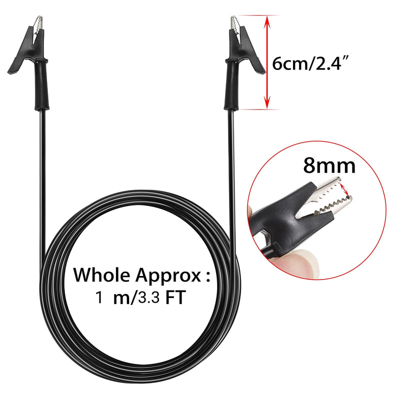 [Australia - AusPower] - Sumnacon Dual Ended Crocodile Alligator Clips, 15A Test Lead Wire Cable with Insulators Clips, 4 Pcs 3.3 Ft/1M Test Flexible Cable with Protective Jack Copper Clamps for Electrical Testing 