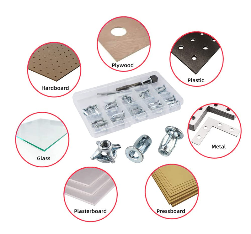 [Australia - AusPower] - 1/4 Jack Nut with Installation Tool Threaded Insert Nuts Nutserts Jack nut Srew Anchor Spider Rivnut Blind for Plastic Polywood Pressboard Hardboard 1/4-30pcs with tools 