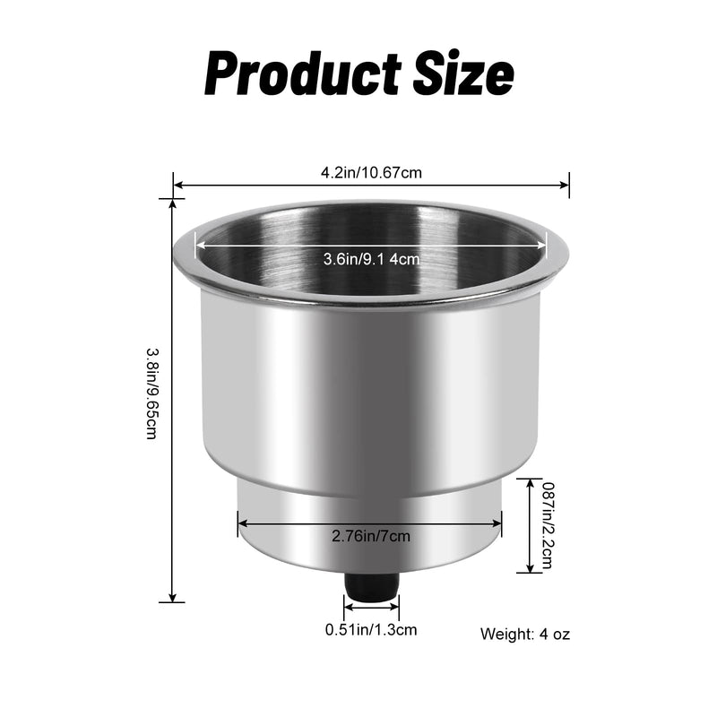 Goture Stainless Steel Cup Drink Holder with Drain Marine Boat Rv Camper Rod A-Cup Holder(6PCS)