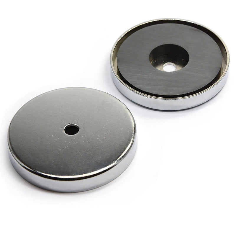 [Australia - AusPower] - CMS MAGNETICS - 5-Pack RB60 C8 Ceramic Ferrite Round Base Magnet with Anti-Corrosion Chrome Plated Steel Cup and 50 LB Pull Force - Cup Diameter: 60.4mm, Center Hole: 6.9mm, Thickness: 8.9mm 