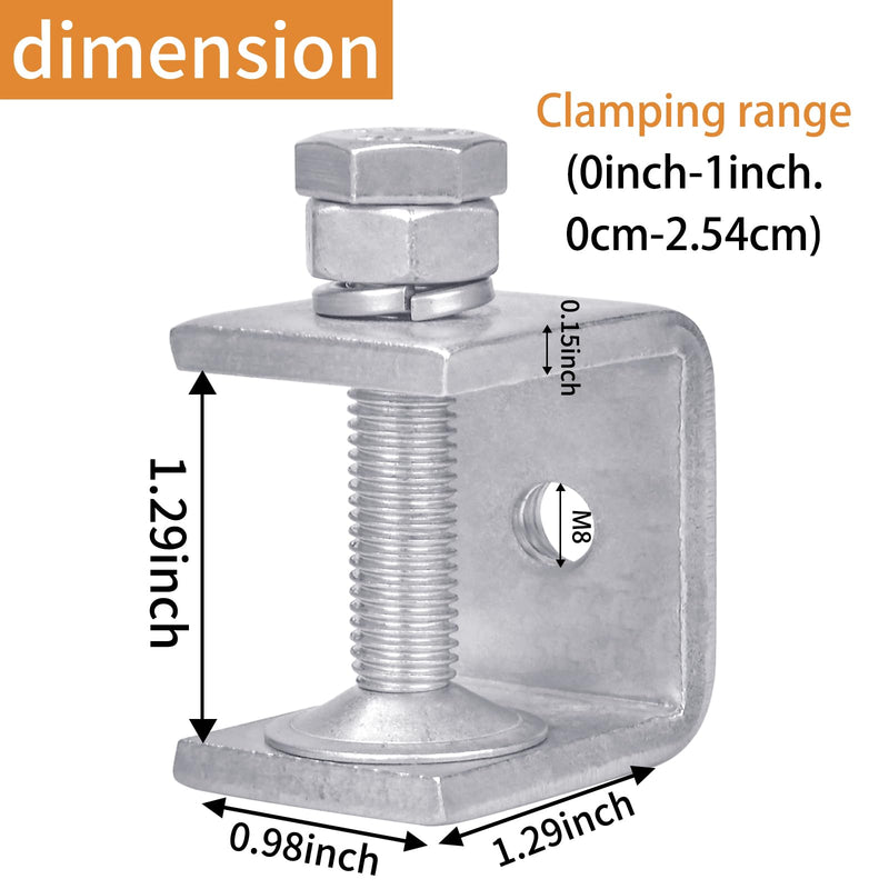 [Australia - AusPower] - Stainless Steel Small C Clamp Set, 1 Inch Heavy Duty Metal C-clamp, Mini Tiger Clamp G-Clamp U Clamps with Stable Wide Jaw Opening/I-Beam Design for Woodworking Mounting Welding, 6pcs 1 3/16 Inch 