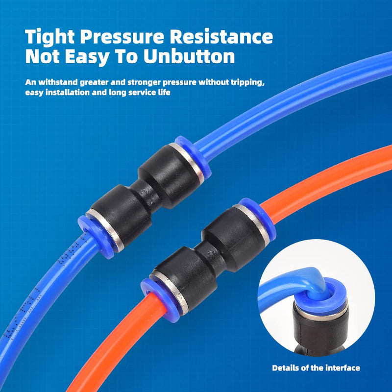 [Australia - AusPower] - 60Pcs Quick Connect Air Hose Fittings 1/4 inch OD 15 Spliters+15 Elbows+15 tee+15 Straight Quick Release Pneumatic Push to Connect Fittings Kit Air Line Fittings for 1/4 inch Tube 60 PCS 