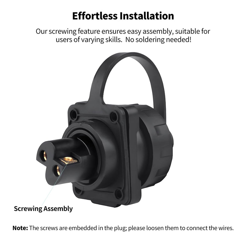 [Australia - AusPower] - CNLINKO YM-20 2 PIN Screw Lock Waterproof Connector IP68 Aviation Circular Quick Plug PBT Plastic Shell M20 Male Female Flange Socket (2-PIN) 2-Pin Screw-Assembly 