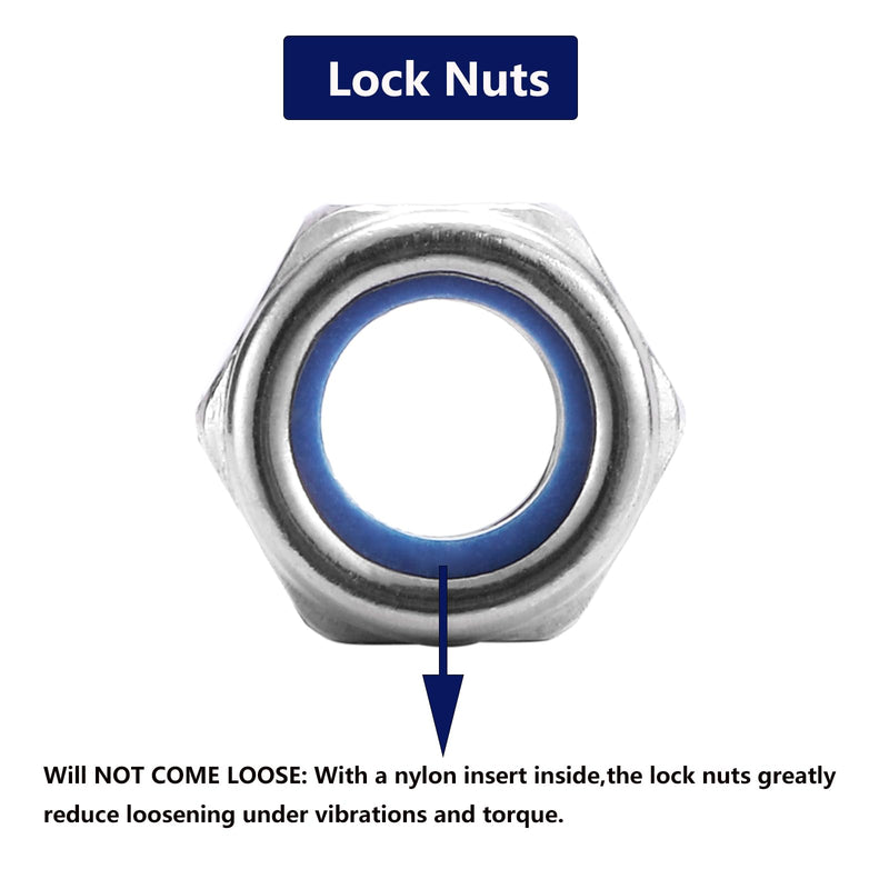 [Australia - AusPower] - M6 x 1.0mm Nylon Insert Hex Lock Nuts 50Pcs 304 Stainless Steel Locknuts, Hex Drive, Bright Finish, by SG TZH M6 Silver 50 