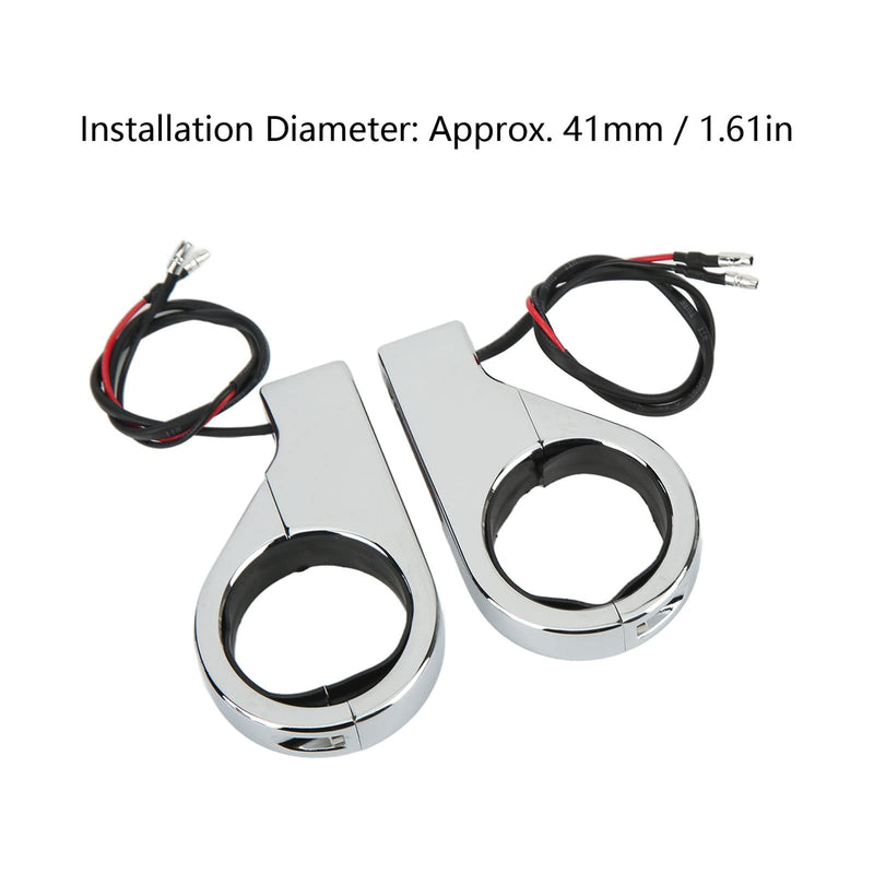 Motorcycle LED Turn Light, 2 Wires 12V Motorcycle Turning Indicator Energy Saving for 41mm Fork Tubes (Electroplating)